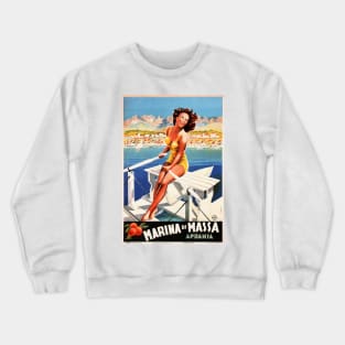 MARINA DI MASSA Apuania ENIT Vintage Italian Travel Art Crewneck Sweatshirt